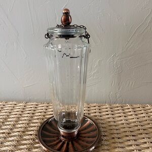 Glass Vintage-Style Hanging Feeder with Copper-Tone Accents